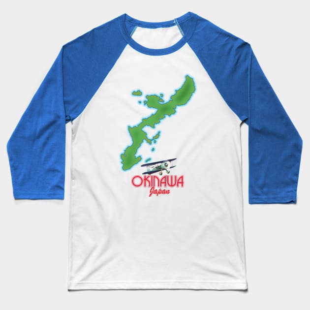 Okinawa Japan map Baseball T-Shirt by nickemporium1